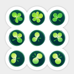 9 shamrock logo in St Patricks day lucky day Sticker